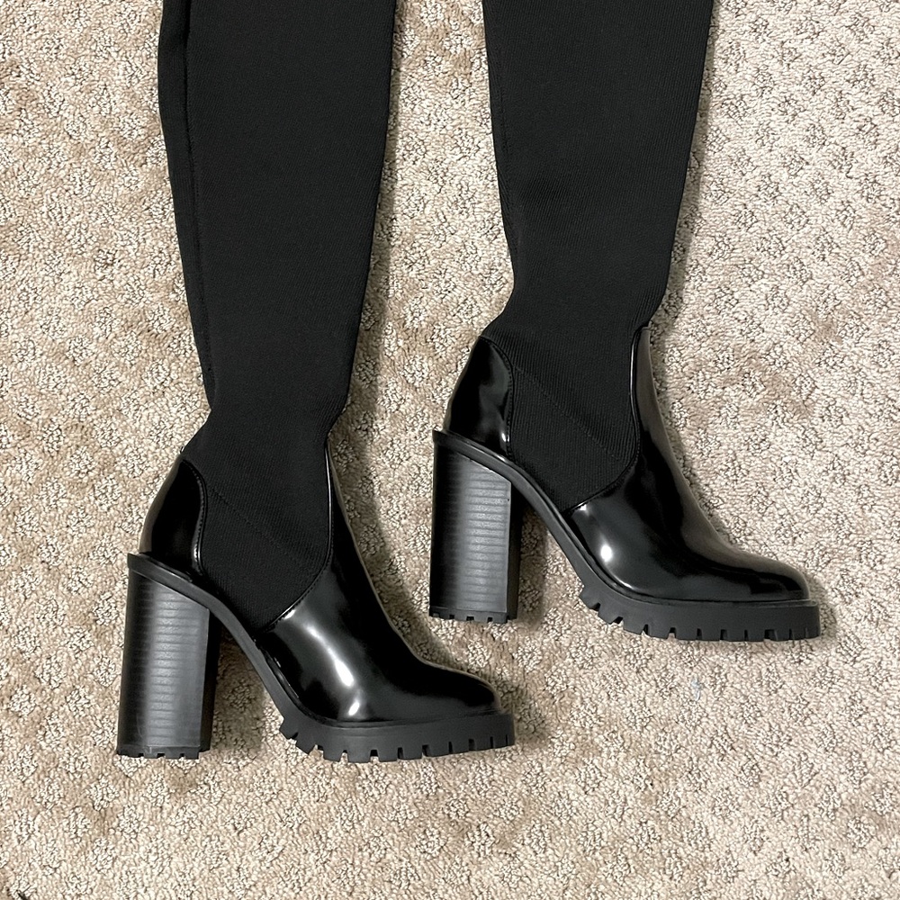 Black ASOS Thigh High stretchy Boots